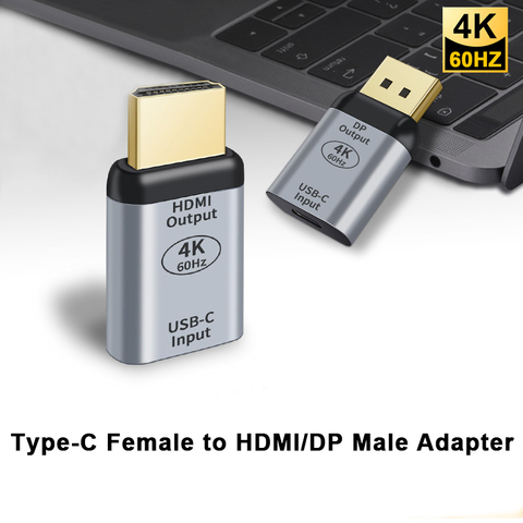 Adaptateur usb 3.1 4K @ 60Hz Type C femelle vers HDMI / DP mâle, convertisseur pour Macbook Chromebook Pixel, ordinateur portable, HDTV ► Photo 1/6