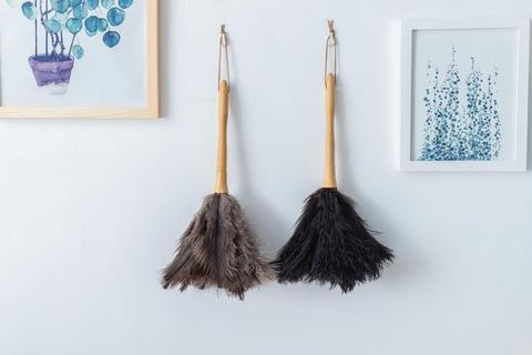 Plumeau à plumes d'autruche de haute qualité, 16 pouces, brosse à plumes avec manche en bois pour le nettoyage de la maison, offre spéciale ► Photo 1/6