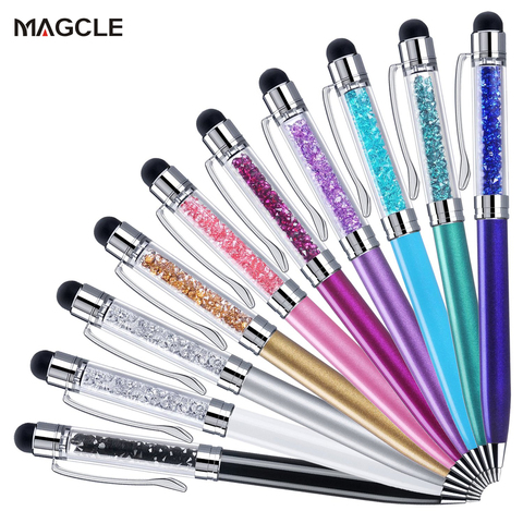 10 pcs/lot cristal Styplus stylo diamant stylos à bille papeterie stylo à bille 2 en 1 cristal écran tactile stylo pour écran capacitif ► Photo 1/6