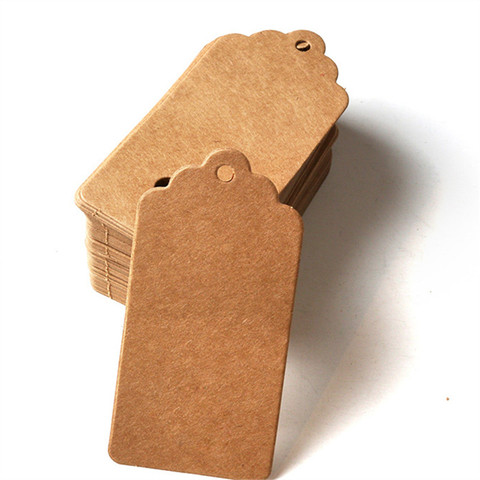 Étiquettes d'emballage en papier Kraft marron/noir/blanc, étiquette de décoration pour cadeau de mariage, 2x4cm, 100 pièces ► Photo 1/6
