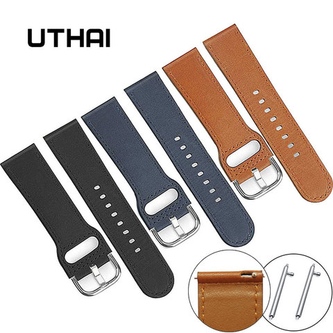 UTHAI – bracelets de montre P23 en cuir véritable, de 22mm, ligne perforée pour voiture ► Photo 1/6