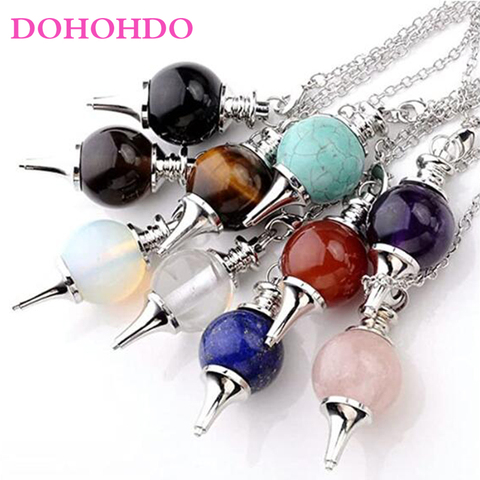 DOHOHDO Reiki chaude pierre naturelle cristal Balance rouge Agates radiesthésie pendule cône circulaire pendentif à breloque pour hommes femmes Divination ► Photo 1/6