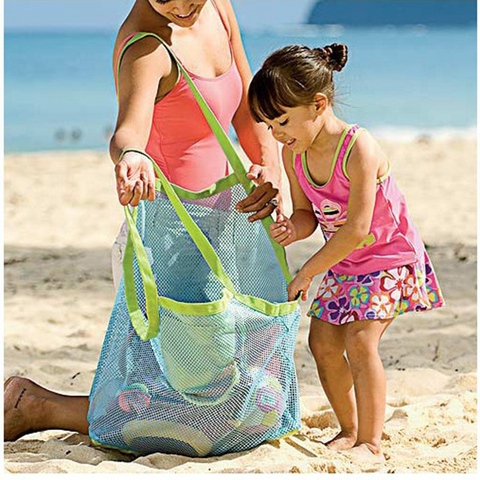 Grand sac de plage en maille pour enfants, sacs de rangement pour jouets de plage, sac à main de rangement pour outils de dragage de sable, pochette à bandoulière pour enfants ► Photo 1/6