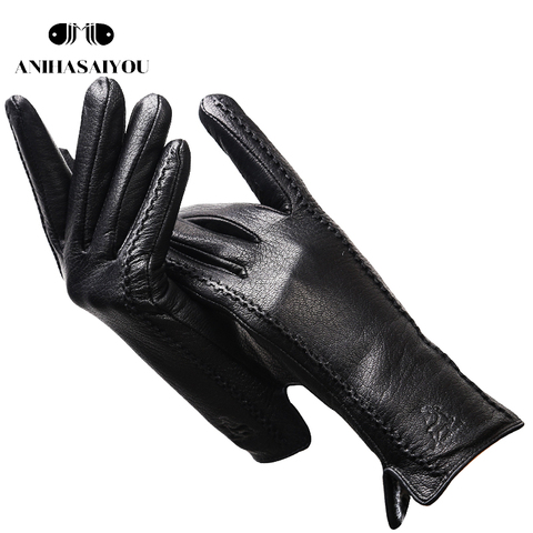 Gants d'hiver Imitation peau de cerf pour femmes, texture de peau de mouton véritable, à la mode, résiste au froid, 2269 ► Photo 1/6