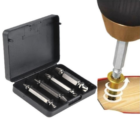 Fixmee 4pc extracteur de vis ensemble de Guide de forage enlèvement des boulons de vis cassés Fastner facile à sortir boulon de bois Kit d'outils de démontage de goujon ► Photo 1/5