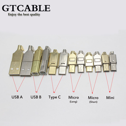 Connecteur mâle Micro Mini USB 2.0 Type C, 1 ensemble, Jack plaqué Nickel/or pour câble de données, adaptateur Audio HiFi ► Photo 1/6