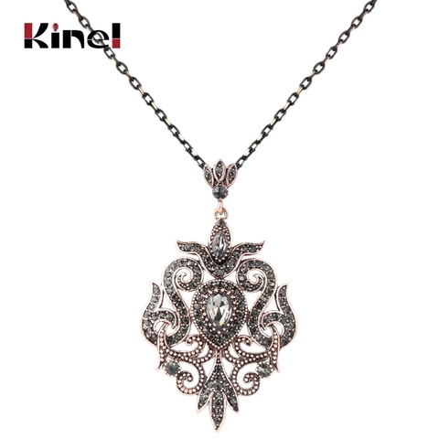 Kinel – collier à pendentif en cristal gris Unique pour femmes, couleur or Antique, bijoux Vintage, accessoires de fête, cadeaux de luxe ► Photo 1/6