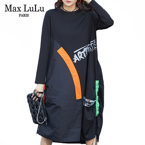 Max LuLu 2022 printemps coréen marque de luxe femmes robes longues lâches dames imprimé Punk Vestidos décontracté Patchwork robe grande taille ► Photo 1/6