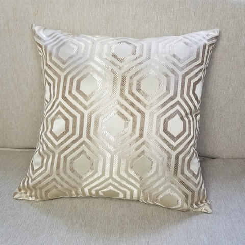 Housse de coussin tissée Jacquard, taie d'oreiller, Beige foncé, pour canapé et chaise, motifs géométriques contemporains brillants, 45x45cm, 1 pièce/lot ► Photo 1/6