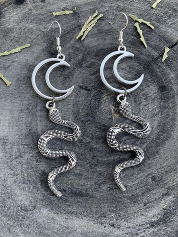 Boucles d'oreilles serpent lune, nouvelle sorcière, païen, Alternative, bijoux gothiques ► Photo 1/1