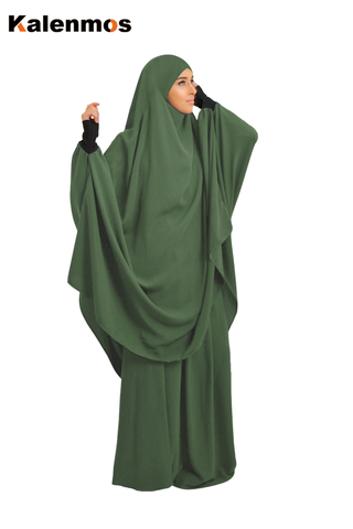 Femmes musulmanes deux pièces ensemble prière vêtement robe Hijab longue Khimar Abaya Jilbab tenue Ramadan jupe Abayas vêtements islamiques Niqab ► Photo 1/6
