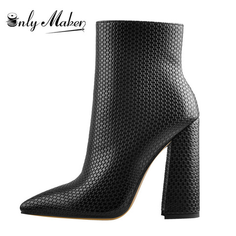 Onlymaker-bottines femmes, bottes à talons hauts, épais, souples, épais, souples, à motif automne-hiver, bottines épaisses avec fermeture éclair, grande taille ► Photo 1/6