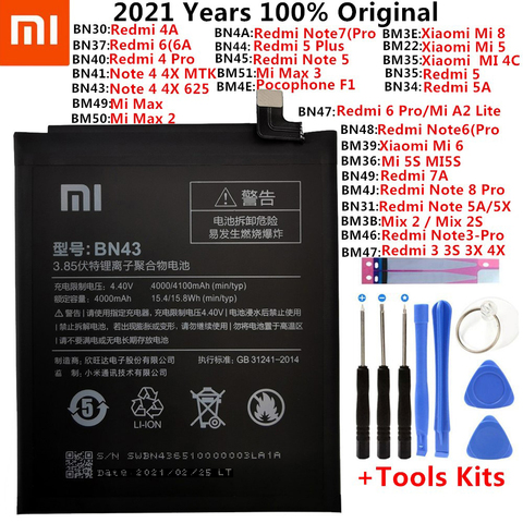 D'origine XiaoMi Batterie De Remplacement Pour Xiaomi Mi Redmi Note Mix 2 3 3S 3X 4 4X 4A 4C 5 5A 5S 5X M5 6 6A 7 8 Pro piles incluses ► Photo 1/5