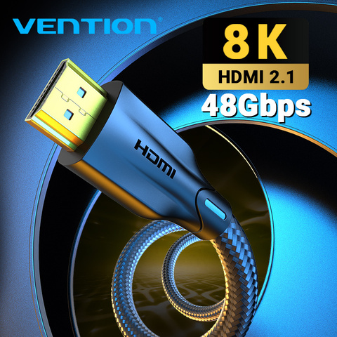 Vention HDMI Câble HDMI 2.1 Câble 8K @ 60Hz 4K @ 120Hz Ultra Haute Vitesse 48Gbps pour PS4 Km Boîte de TÉLÉVISION Séparateur Numérique HDR HDMI 2.1 Câble ► Photo 1/6
