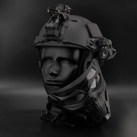 Masque de messager de soldat tactique, masque complet du visage, équipement militaire sur le terrain CS, équipement tactique avec casque rapide ► Photo 1/6