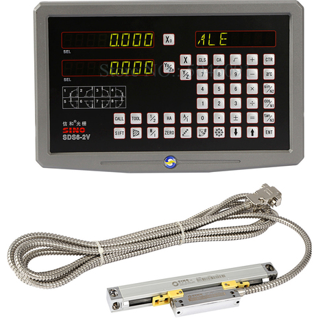 Sindro – kit de tour à fraiser 0.005mm, 0.001mm, SDS6-2V axes de lecture numérique DRO + encodeur linéaire KA500 ► Photo 1/5