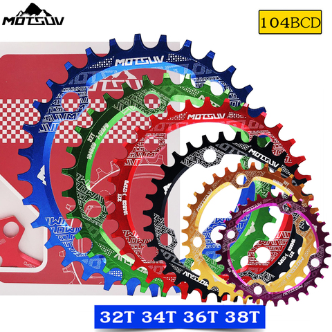 MOTSUV-manivelle et plateau pour vélo, 104BCD, pièce de pédalier rond, étroit et large, 104BCD 32T 34T 36T 38T ► Photo 1/1