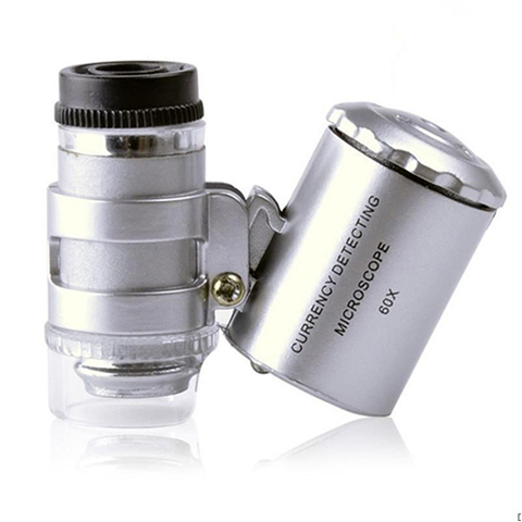 Mini poche Portable 60X Microscope poche Loupe Loupe UV lumière détecteur de devises bijoutier Loupe avec lumière LED ► Photo 1/6