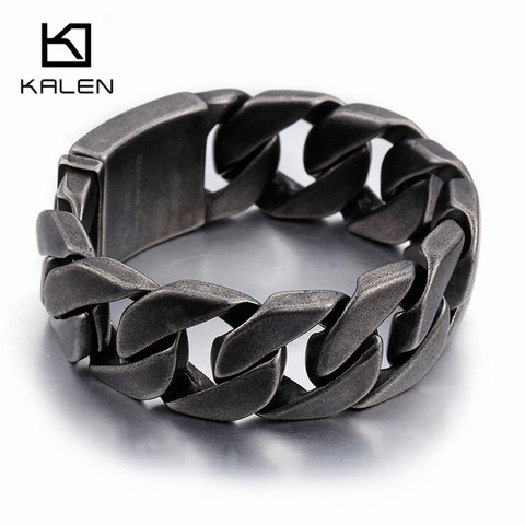 Kalen-Bracelets en chaîne de vélo pour hommes, 25mm de large, en acier inoxydable, épais et brossé, bijoux masculins ► Photo 1/6