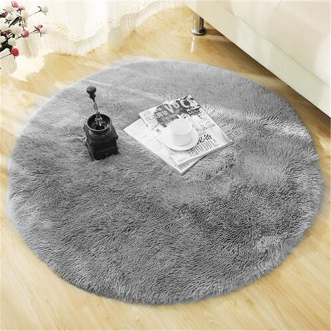 Tapis rond pelucheux moderne en fausse fourrure, accessoire décoratif pour salon, chambre d'enfants, Long en peluche pour chambre à coucher ► Photo 1/6