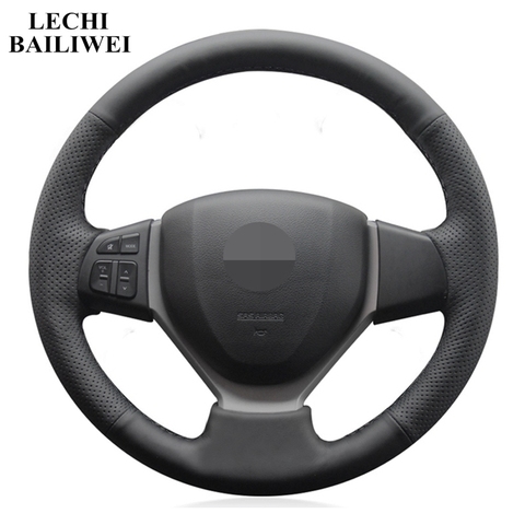 Housse de volant en simili cuir noir bricolage pour Suzuki Vitara 2015-2022 Celerio 2015-2022 SX4 S-CROSS 2013-2022 Swift 2011-2017 ► Photo 1/6