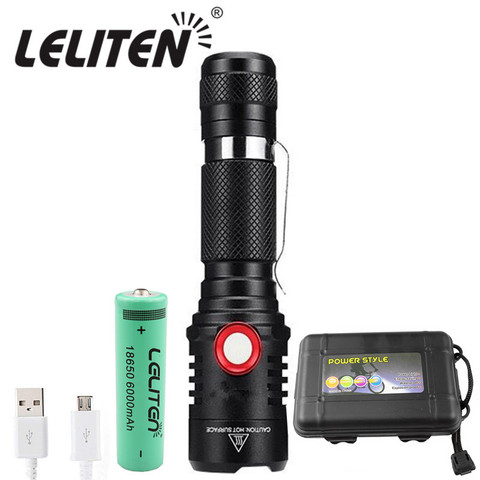 Mini lampe de poche Portable à XM-L2 LED, Rechargeable par USB, pour vélo, torche, éclairage, lanterne, batterie 18650 ► Photo 1/6