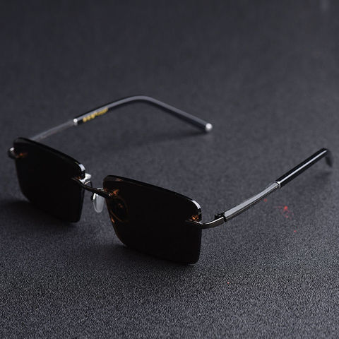 Evove pierre verre lunettes de soleil homme sans monture lunettes de soleil pour hommes or gris lunettes de mode UV400 lourd de haute qualité ► Photo 1/6