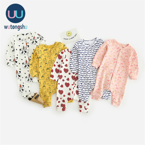 Nouveau-né bébé garçons filles barboteuse pour 0-2y Animal imprimé à manches longues hiver coton barboteuse enfant combinaison combishort tenues vêtements ► Photo 1/6