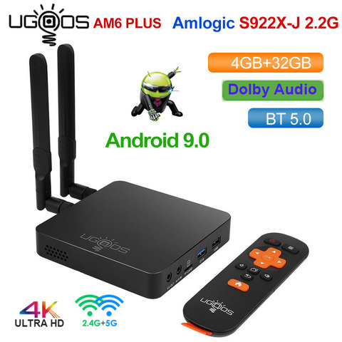 UGOOS AM6 Plus DDR4 4GB 32GB Amlogic S922X-J TV BOX Android 9.0 Smart TV BOX Support 4K double WiFi 1000M BT 5.0 décodeur ► Photo 1/6