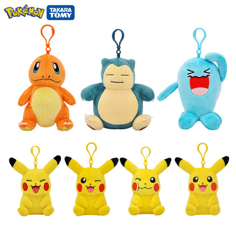 Porte-clés en peluche Pokemon 12cm, jouets, poupée pendentif, figurines d'anime Pikachu Charmander Psyduck Wobbuffet ronlax, jouet pour enfants, cadeau de noël ► Photo 1/6