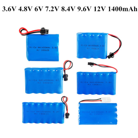 Batterie NiCD pour jouets RC, voitures, camions, chars, armes, pièces de rechange, AA ni-cd, 3.6V, 4.8V, 6V, 7.2V, 8.4V, 9.6V, 12V, 1400mAh, 1 pièce ► Photo 1/6