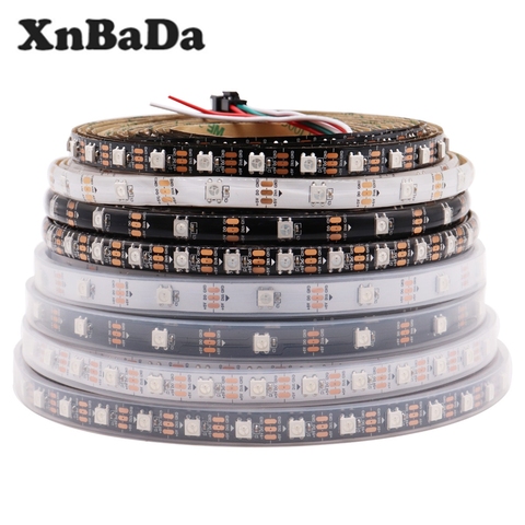 Bande lumineuse RGB Led intelligente, DC5V WS2812B, 30/60/74/96/144 diodes/m, WS2812, noir/blanc, PCB IP30/65/67, 1M, 4M, 5M ► Photo 1/5