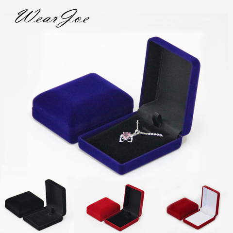 Coffret cadeau pour le rangement de colliers, chaînes, pendentifs, coffret cadeau noir doux bleu/rouge/velours, boucles d'oreilles longues, coffret organisateur pour bijoux ► Photo 1/6