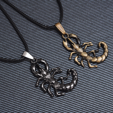 Pendentif Scorpion en métal pour hommes et femmes, chaîne en corde, bijoux unisexe, cadeau de Festival ► Photo 1/6