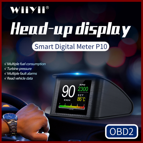 GEYIREN-compteur de tachymètre numérique intelligent, ordinateur embarqué P10 OBD2, GPS, compteur de vitesse HUD, affichage tête haute pour voiture ► Photo 1/6