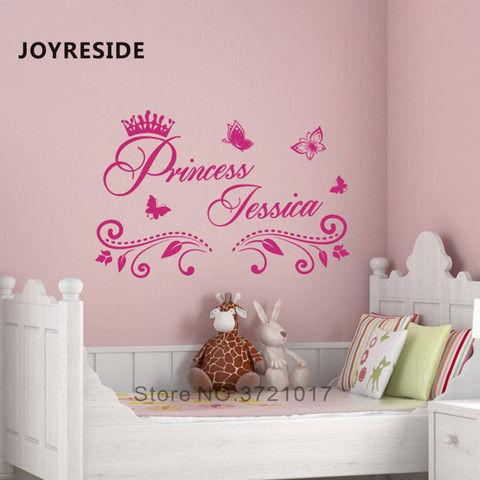 Autocollant mural princesse personnalisé M397 | Autocollant Design artistique avec nom de filles, décor mural pour la maison, la chambre à coucher, pour bébés filles, autocollant personnalisé en vinyle ► Photo 1/4