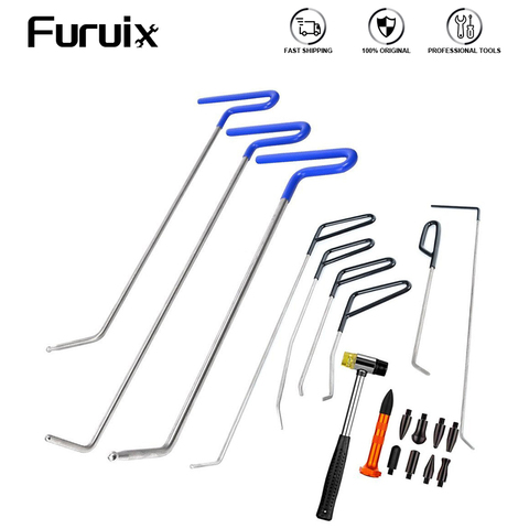 Furuix outils sans peinture Dent réparation ressort tiges en acier corps débosselage ensemble de grêle marteau de réparation avec 8 pièces ► Photo 1/6