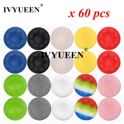 IVYUEEN 60 pièces Silicone analogique pouce bâton poignées pour Playstation 4 PS4 Pro mince pour PS3 contrôleur pour Xbox 360 vignettes casquettes ► Photo 1/6