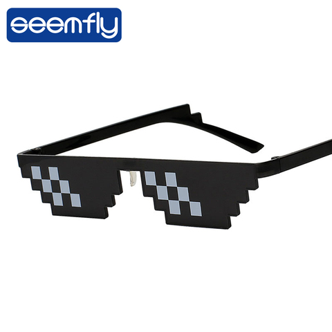 Semblant lunettes drôles femmes hommes polygonale marque voyou vie lunettes de soleil mosaïque masculin 8 Bits Style Pixel soleil verre mode ► Photo 1/6