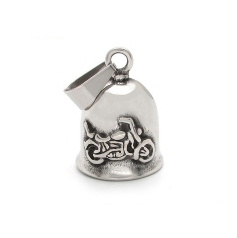 Collier à pendentif moto pour hommes, poli, petit et exquis, cloche, Cool, pour motard, en acier inoxydable ► Photo 1/5