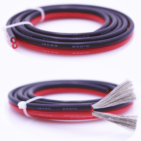 Fil de silicone extra souple de haute qualité 10m 24AWG 22 20 18 16 14 12awg câble de silicone rouge + noir résistant aux hautes températures ► Photo 1/6