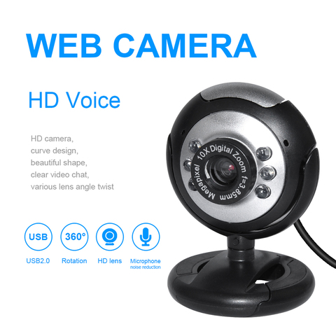 DeepFox-caméra vidéo Usb, Six lumières, Vision nocturne, Webcam d'ordinateur, avec Clip gratuit, en stock ► Photo 1/6