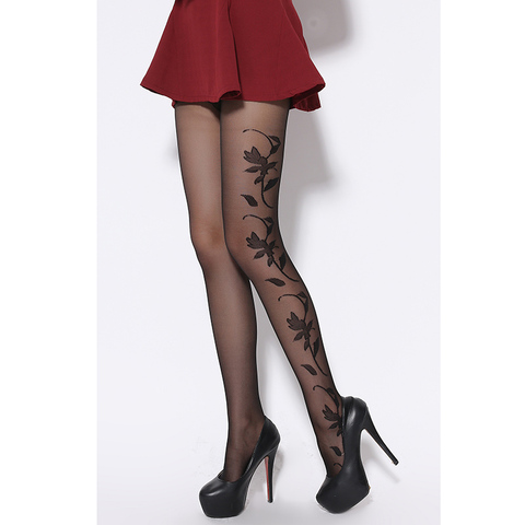 Collants Jacquard, en soie, à motif féminin, à la mode et Sexy, Ultra transparents pour l'été, 20 deniers, en soie ► Photo 1/6