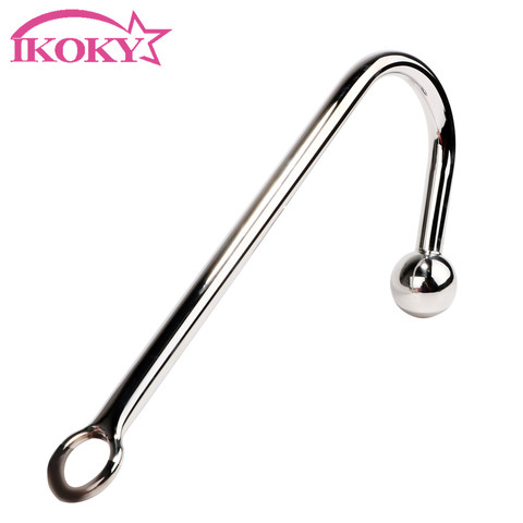 IKOKY Anal En Acier Inoxydable Crochet Massage Prostatique Gay Godemichet Anal Avec boule Plug Anal Dilatateur Jouets Sexuels Pour hommes Et femmes En Métal ► Photo 1/6