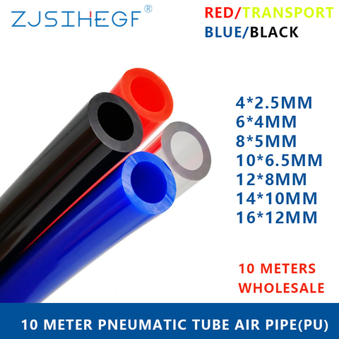 Tuyau de compresseur de Tube d'air pneumatique Pu de 10 mètres, 4*2.5 6*4 8*5 10*6.5 12*8 14*10 16*12 Mm ► Photo 1/6