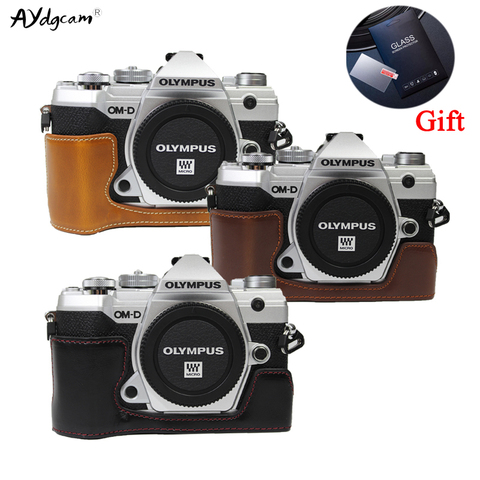 Étui en cuir Pu pour caméra EM5 III, demi-housse de protection, Base pour Olympus xd EM5 III E-M5 Mark III EM5 MK3 EM5-3 ► Photo 1/6