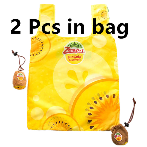 2 pièces Kiwi costume offres spéciales sac à provisions réutilisable Fruits ECO sac d'épicerie Polyester grands sacs personnalisés pliables avec logo ► Photo 1/2
