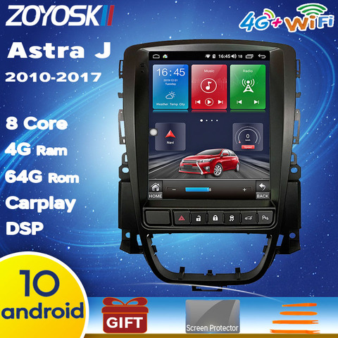 Android os 9.0 10 voiture multimédia GPS pour Opel Astra J Vauxhall Buick Verano 2009-2014 Radio écran Vertical carplay Tesla style ► Photo 1/6