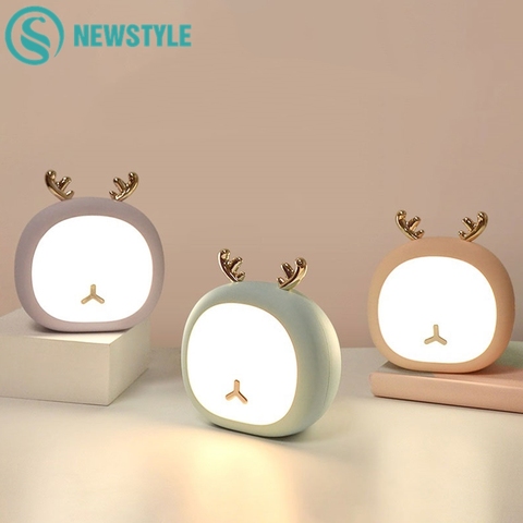 Lampe de Table Rechargeable par USB pour bébé, mignon animal de nuit, cerf, pépinsey, lumière pour enfant, Stepless Touch, décoration de la maison ► Photo 1/6