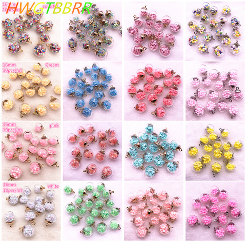 Boule transparente colorée de 16mm, breloques rondes en forme d'étoile de verre, pendentif, accessoires pour cheveux, bijoux, boucle d'oreille, vente en gros ► Photo 1/6